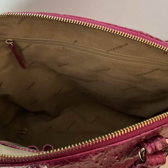 Brahmin Duxbury Leather Crossbody Double Handle Satchel Melbourne Hot Pink - Picture 7 of 8